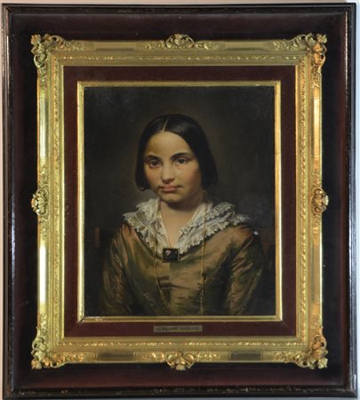 Ignoto lombardo del XIX Secolo "Ritratto femminile" olio su tela (cm 37x31)...