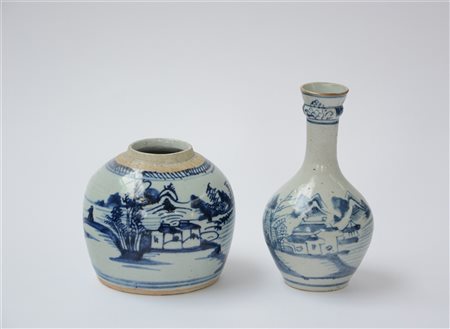 Lotto composto da un vasetto a bulbo e una potiche mancante del coperchio in...