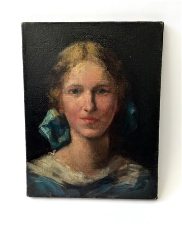 Ignoto "Ritratto di fanciulla" olio su tela (cm 35x27)