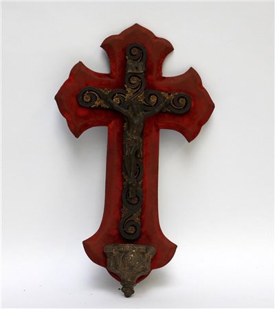Arte della seconda metà del secolo XIX "Cristo crocifisso" scultura in bronzo...
