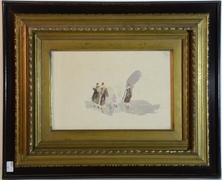 Mosè Bianchi (Monza 1840 - 1904) "Studio per figure" acquerello su carta (cm...