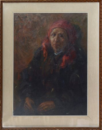 Luciano Zambetti "Nonnina" olio su tela (cm 70x50) Firmato in alto a...