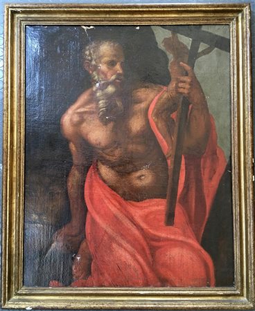 Scuola del secolo XVIII "San Gerolamo" olio su tela (cm 72x58) in cornice...