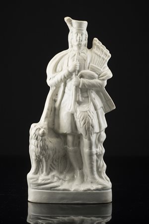 Manifattura di Staffordshire sec. XIX "Suonatore" scultura in ceramica (h. cm...