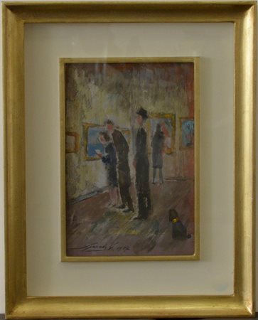 Gaetano Sperati (Milano 1908 - Varese 1975) "Andar per mostre" 1957, olio su...