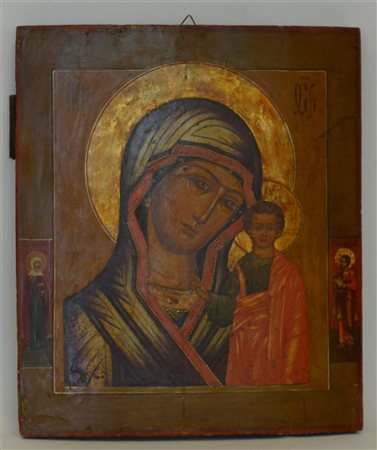 Arte Russa del secolo XIX ''Madonna di Kazan" icona (cm 37x30) (difetti)
