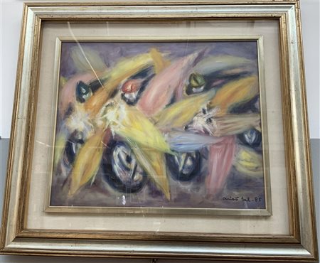 Salvatore Aricò "Duello" e "Moto" due dipinti ad olio su tela (cm 50x40 e cm...