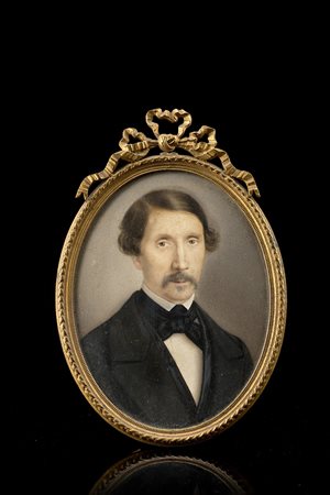 Scuola della seconda metà del sec. XIX "Gentiluomo in abito nero e camicia...