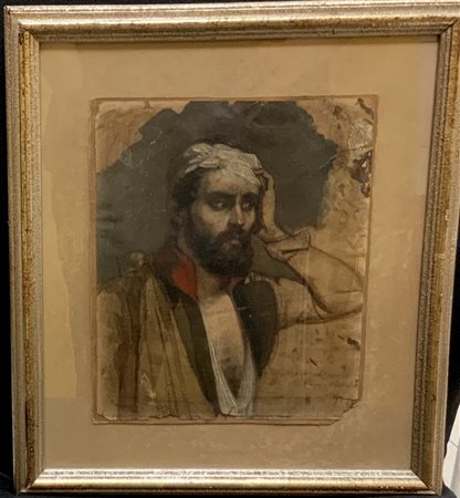 Annibale Strata (Cagliari 1822 - Milano 1894) "Il convalescente" olio su...