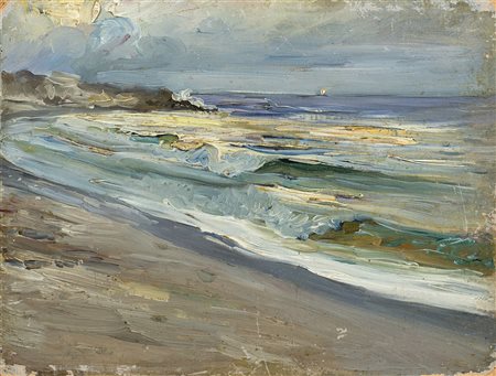 Armando Spadini (Poggio a Caiano 1883 - Roma 1925) (Attribuito) "Marina" olio...