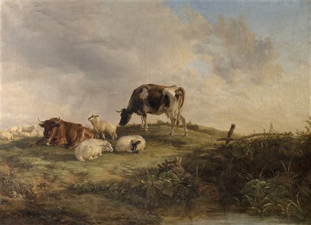 Thomas Sidney Cooper (Canterbury 1803 - Harbledown 1902) "Cattle in the...