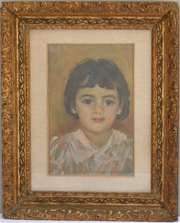Aristide Vincenzi "Ritratto di bambina" olio su cartoncino (cm 33x22) Firmato...