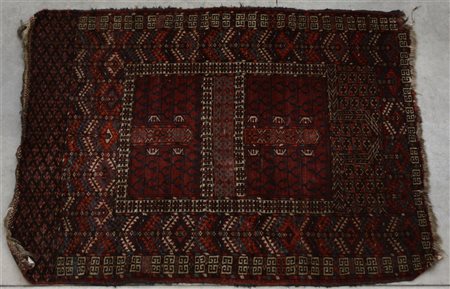 Tappeto Ensi Yomut, Turkestan occidentale, secolo XX. Decoro con due...