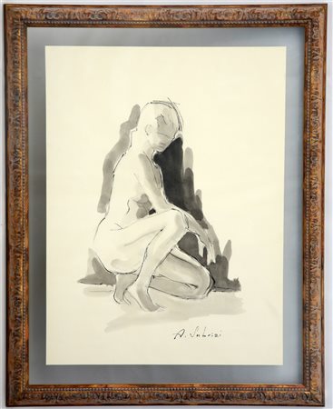 Firma indecifrata "Nudo di donna" tecnica mista su cartoncino cm 63x47,5...