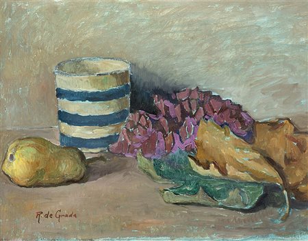 Raffaele De Grada (Milano 1885 - 1957) "Composizione con vaso" olio su tela...