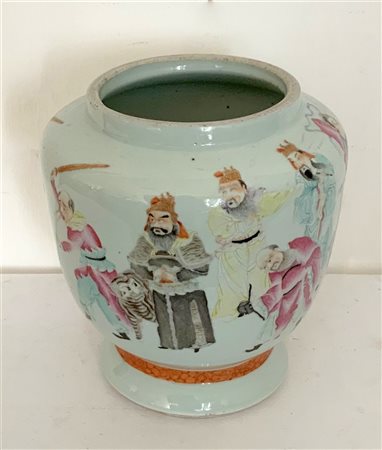 Vaso in ceramica decorato in porcellana Famiglia Rosa decorato in policromia...