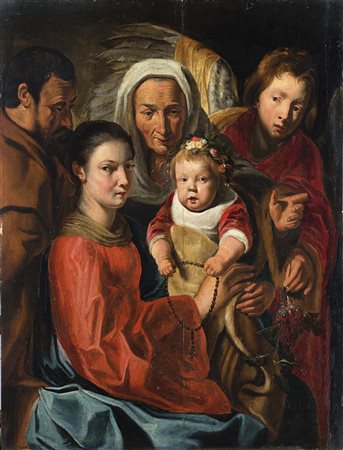 Scuola fiamminga del secolo XIX Jacob Jordaens, copia da Sacra Famiglia con...