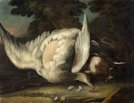 Candido Vitali (Bologna 1680 - 1753) (attr.) Natura morta con volatili Olio...