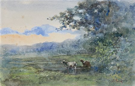 Emilio Borsa (Milano 1857 - Monza 1931) "Gregge a Valbrona" maggio 1901...