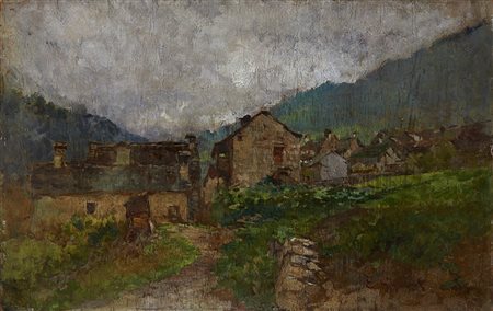 Eugenio Gignous (Milano 1850 - Stresa 1906) "Baite a Macugnaga" olio su...