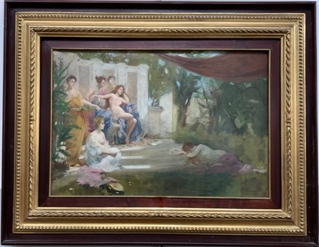 Arturo Faldi (Firenze 1856 - 1911) "Il sogno" olio su tela (cm 36x53) Firmato...
