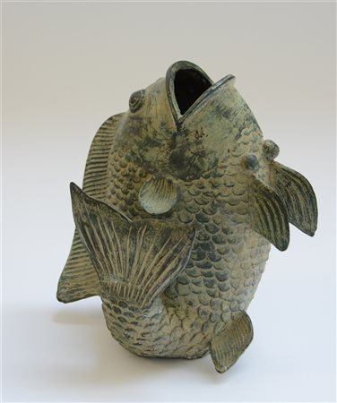Carpa in bronzo, manifattura giapponese, sec. XX (h cm 22) (lievi difetti)