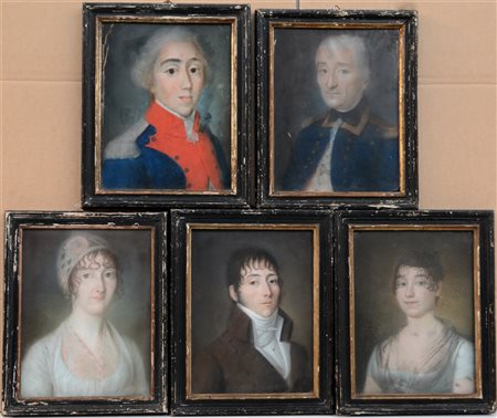 Luigi Bernero (Torino 1775 - 1848) Gruppo di cinque dipinti a pastello su...
