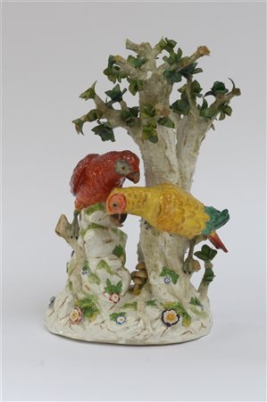 Manifattura inizio del secolo XX. Gruppo in porcellana policroma raffigurante...