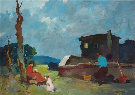 Renato Natali (Livorno 1883 - 1979) "Casolare, Valle Benedetta" olio su...