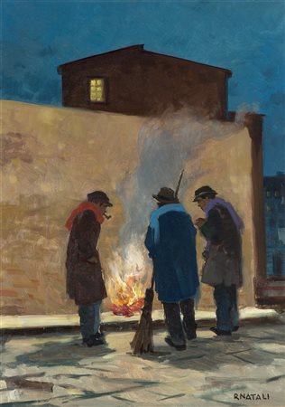 Renato Natali (Livorno 1883 - 1979) "Spazzini" olio su tela (cm 70x50)...