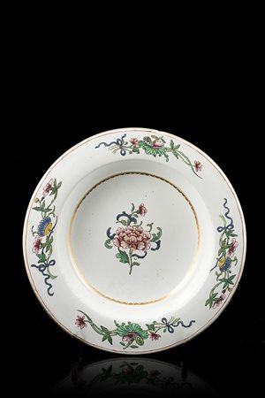 Manifattura di Pasquale Rubati, Milano, 1770/80. Piatto tondo e fondo in maioli