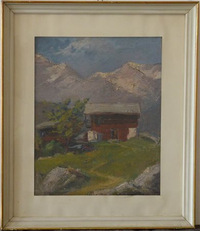 Ignoto "Baite" olio su cartone telato (cm 37x31) Al retro: iscritto Riva. In co