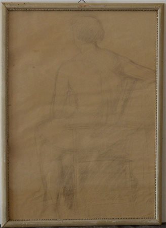 Ignoto lombardo "La modella" disegno a matita su carta datato in basso a destra