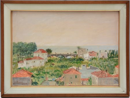 Pierangelo Basorini "Andora" olio su cartone (cm 36x48) Firmato datato e locato