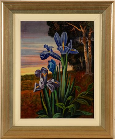 Filippo Maggiore "Iris blu" olio su tavola. Firmato e datato '91 in basso a des