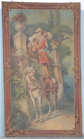 Arazzo dipinto su tela gros-grain. Annibale Layolo, Italia, 1902.
Arazzo raffig