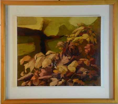 Livio Cazzaniga "Brianza - Antiche risonanze", olio su tela (cm 50x60) firmato e