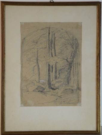 A. Fontanesi "Studio" disegno a matita (cm 26x18,5) Firmato in basso a destra. I