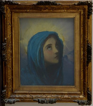 Firma indecifrata "Madonna" olio su tela (cm 60x50) Firmato in basso a destra;