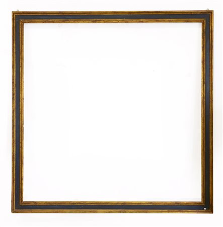 Cornice a cassetta in legno dorato e laccato (battuta cm 160x160) (difetti)