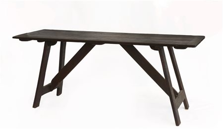 Tavolo rettangolare a capretta in legno dolce (cm 192x80x64) (difetti)