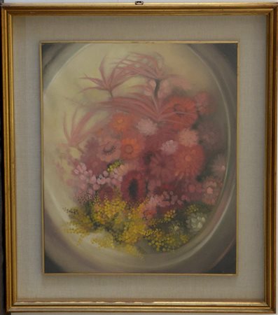 A.R. Sarmelli "Fiori" 1970, olio su tela (cm 60x50) Firmato e datato in basso a
