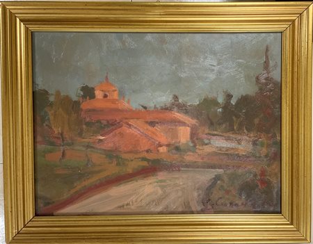 G. Canazza Lotto di due dipinti ad olio su masonite raffiguranti paesaggi (cm 30