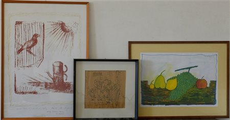 Lotto composto da un disegno ed una litografia firmati A. Argenio raffiguranti