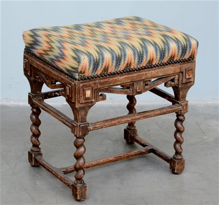 Sgabello con sostegni a tortiglione e seduta imbottita (difetti)