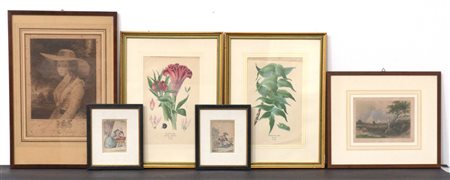 Lotto di una litografia a colori del secolo XIX, raffigurante scorcio di Milano