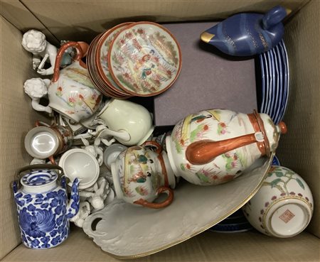 Cartone contenente numerosi oggetti in ceramica di diversa fattura ed uso (dife