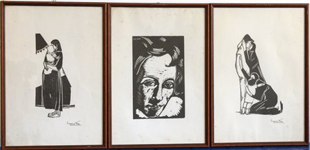 Lotto composto da tre riproduzioni di xilografie di Lorenzo Viani (cm 48x34)�In