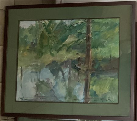 Carlo Cherubini "Paesaggi con figure" coppia di dipinti a olio (cm 44x55) Firmat