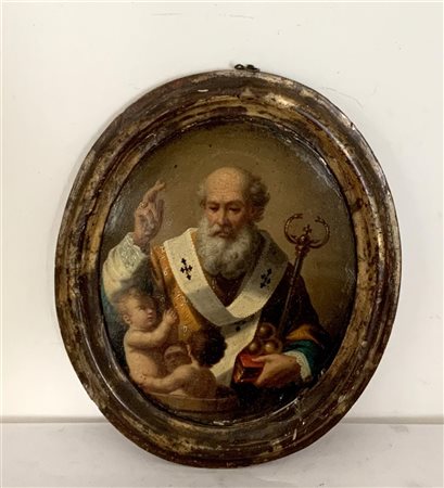 Scuola dell'Italia meridionale del secolo XIX "San Nicola con i tre bambini" ol